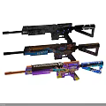 Vibrant Graffiti Designed Rifles With Various Colorful Patterns And Bright Styles