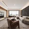 Elegant Modern Living Dining Room Interior With Sofa Coffee Table And Floor To Ceiling Window