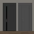 Modern Swing Doors In Gray Finish With Contemporary Design And Metal Handles
