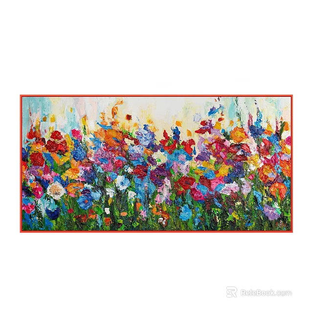 Colorful Abstract Floral Oil Painting With Vibrant Flowers And Thick Brushstrokes 3d model 