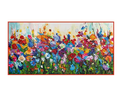 Colorful Abstract Floral Oil Painting With Vibrant Flowers And Thick Brushstrokes 3d model