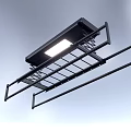 Black Overhead Clothes Hanger With Lighted Double Metal Bars And Modern Design
