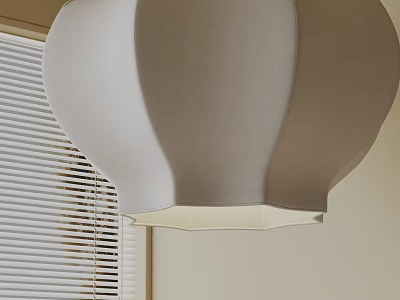 Modern Beige Fabric Chandelier with Pleated Design and Window Blinds in Interior 3d model