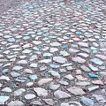 Colorful Pebble Paved Ground With Blue Pink Gray Stones For Outdoor Path
