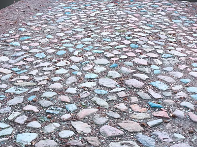 Colorful Pebble Paved Ground With Blue Pink Gray Stones For Outdoor Path 3d model