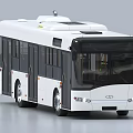 Modern White Bus With Black Windows Sleek Front Design And Roof Equipment