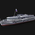Modern Cruise Ship With Russian Flag Multi-Deck Exterior And Large Windows