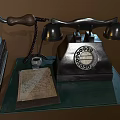 Vintage Mobile Digital Tech Old Cash Register and Telephone on Table