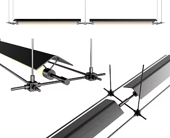 Modern Long Strip Chandelier Metal Chandelier Office Chandelier Cross Optical Axis Mazar Lamp 3d model