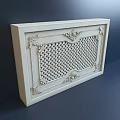 White Wall Decorative Panel with Carved Floral Details and Lattice Pattern 3d model