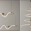 Modern Wave Shaped and Spiral Pendant Lights for Interior Lighting Design 3d model
