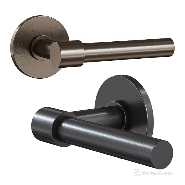 Modern Sleek Metal Door Handles With Two Color Finish Options 3d model 