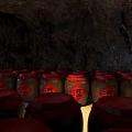 Traditional Wine Cellar With Red Wine Jars In Cave 3d model