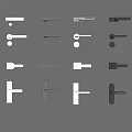 Various Modern Door Handles Featuring Different Designs And Styles On 3d model