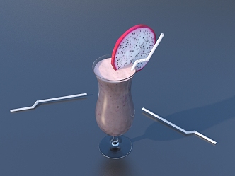 Juice Drink Glass Fruit Grape Straw Lifestyle Food 3d model