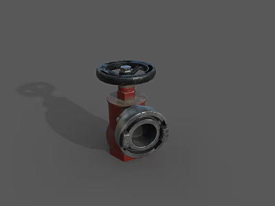 Heavy Duty Industrial Valve With Red Body Black Handwheel And Connection Port 3d model