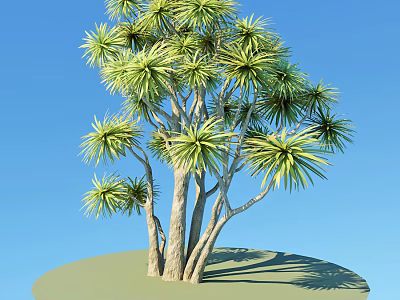 Lush Arbor with Green Leaves and Multiple Trunks Against Blue Sky Background 3d model