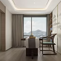 Modern Luxury Bedroom Interior With Bed Orange Stools Rug And Decor
