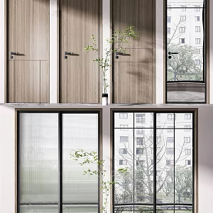 Modern swing door, kitchen and bathroom door, single door 3d model