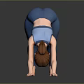 Yoga Practice Scene With Downward Facing Dog Pose Blue Activewear And Reflective Floor