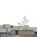 Modern Multiplayer Sofa Simple Sofa Coffee Table Combination 3d model