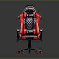 Red And Black Ergonomic Gaming Chair With Diamond Stitch Pattern And Adjustable Armrests
