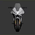 Modern Sporty Motorcycle with White Body Red Alloy Wheels and Sleek Design