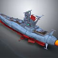 Futuristic Sci Fi Spaceship 3D Model With Gray Body Red Bottom And Yellow Front
