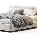 Modern Double Bed Interior With Upholstered Headboard Pillows And Side Table