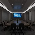 Modern Conference Room Interior Design With Long Table Comfortable Chairs And Large Screen 3d model