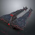 Sci Fi Spacecraft With Detailed Structure And Red Lights For Cosmic Exploration 3d model