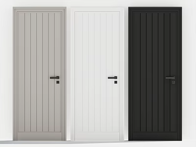 Modern Minimalist Panel Doors in Light Gray White and Black for Interior Design 3d model