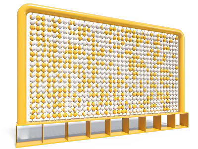 Yellow Framed Feature Wall with Yellow and White Round Beads Design Structure 3d model