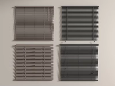Window Blinds in Light and Dark Gray with Various Design Styles for Modern Home Windows 3d model
