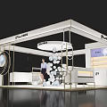 Modern Nanostrata Exhibition Booth With White Structure And Circular Decor Elements