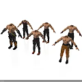 Shirtless Male Characters 3D Models With Various Pants And Shoes