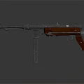 Vintage Submachine Gun With Wooden Stock And Metal Barrel Design