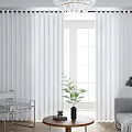 White Sheer Curtains In Modern Living Room With Furniture Plant And Lamp