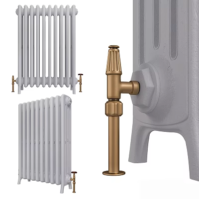 White Cast Iron Column Radiators With Decorative Design For Home Interior 3d model
