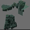 Natural Stone Wood Rock Structures 3D Model With Textured Surfaces And Details