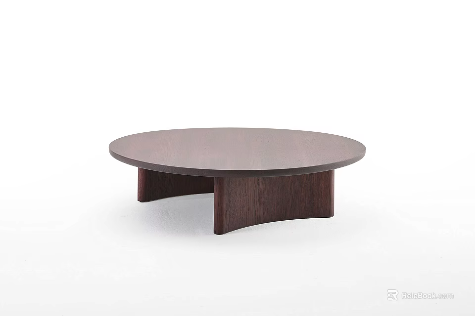 Modern Round Wooden Coffee Table With Curved Support Legs And Simple Design 3d model 