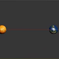 Red Lines Connect Three Suns To Earth With Blue Circular Rings