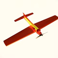 Orange Model Airplane With Yellow Stripe Wing Propeller And Structure 3d model