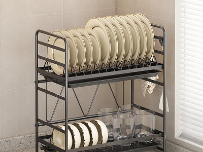 Kitchen Dish Rack Water Cup Rack 3d model