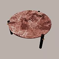 Modern Round Coffee Table With Red Marble Top Black Legs And Gold Accents