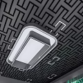 Modern Black Ceiling Design with Geometric Pattern and White Rectangular Light Fixture 3d model