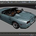 Blue Convertible Ferrari Sports Car With Brown Leather Seats And Shiny Exterior
