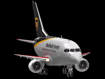 Worldwide Express Airliner With White Livery Yellow Black Stripes And Landing Gear 3d model