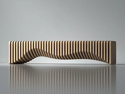 Modern Wooden Leisure Chair With Wave Striped Design In Minimalist Setting 3d model