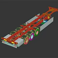 Red Metal Trailer Frame With Multi Wheel Design For Heavy Duty Transport